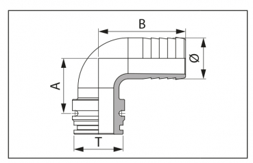 Arag Insertion spout 90° hose connection scheme
