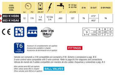 Arag Main Electric Ball Valve 3 ways T6