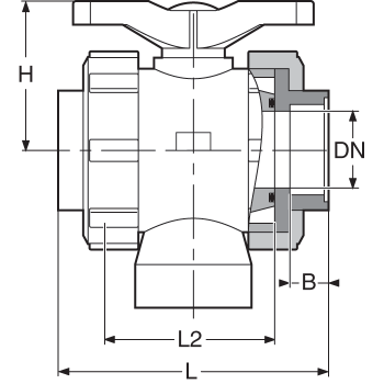 SAFI Kugelhahn 3-Wege Serie 2003 mit Gewinde – Schema