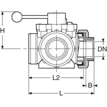 SAFI Kugelhahn 4-Wege Serie 1003 DN50 Schema