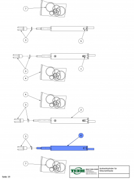 TEBBE Hydraulic cylinder 300 EW for left-hand spreading unit hood