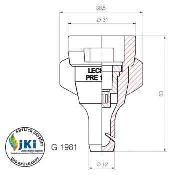 Lechler Pre-flat jet nozzle 130-05, 130°