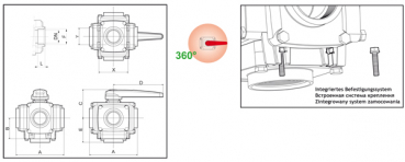 Arag 5-way Ball Valve series 453 - 16 bar / 230 PSI