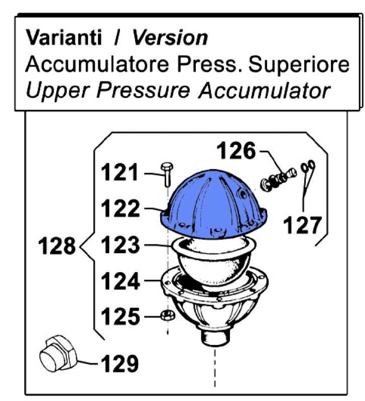 Pressure Accumulator 0003001800 for Comet Pumps IDS 1501-1701-2001
