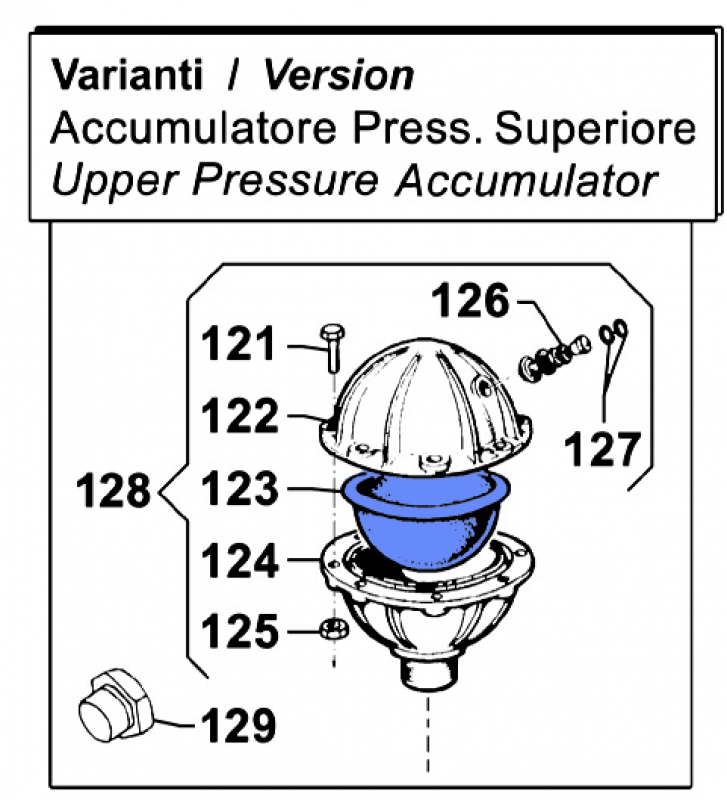 Diaphragm Pressure Accumulator 1800003400 for Comet Pumps IDS 1501-1701-2001