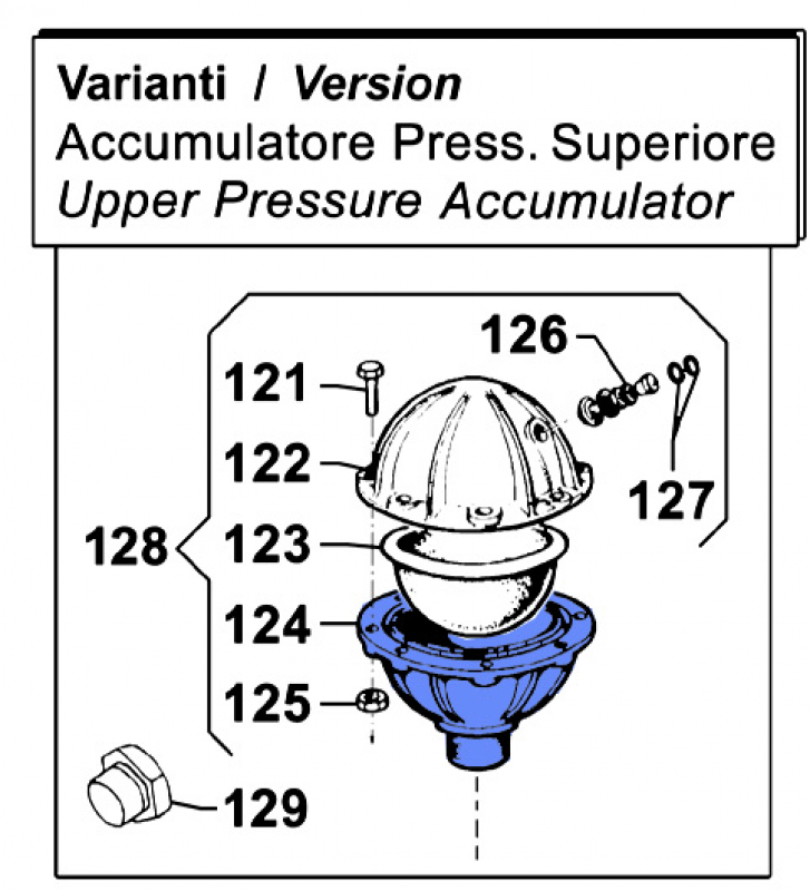 Pressure Accumulator 0002000800 for Comet Pumps IDS 1501-1701-2001