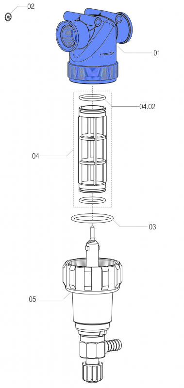 Arag Filter Body Series 324 with 1" thread coupling