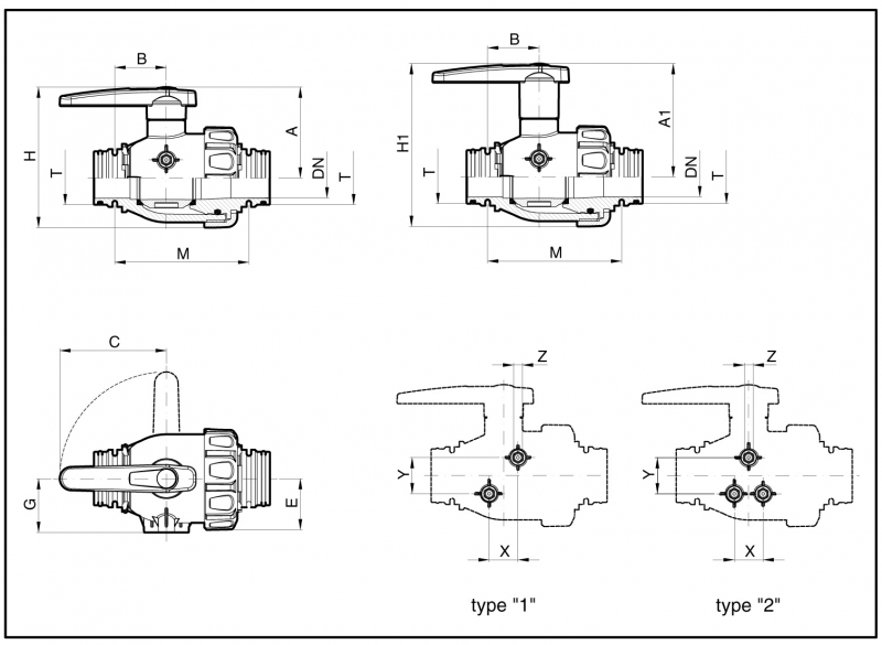 Arag Ball Valve 2-way series 455 T-fork-coupling