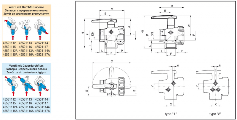 Arag 3-way Ball Valve Series 455 permanent flow - 10 bar | 150 PSI