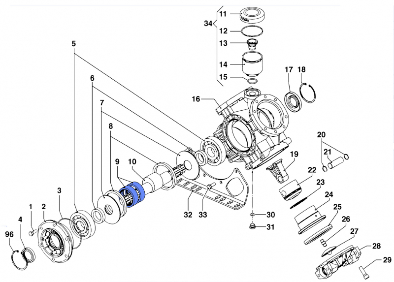 Roller Bearing 0437007800 for Comet Pumps IDS 1501-1701-2001