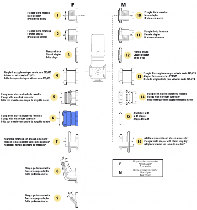 Arag Flange with T5 connection female part F