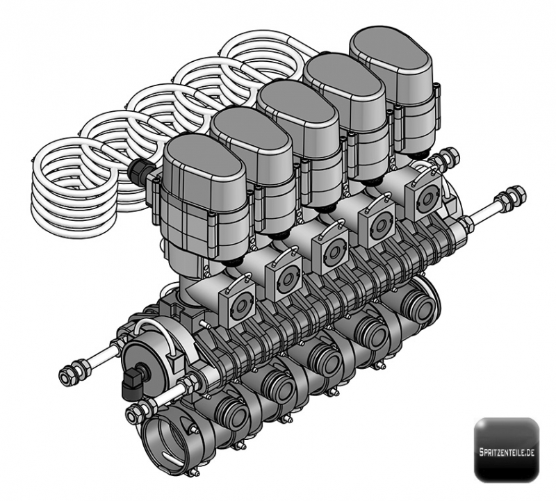 Rau Modular-Fit Valve Assembly - Example with 5 boom sections