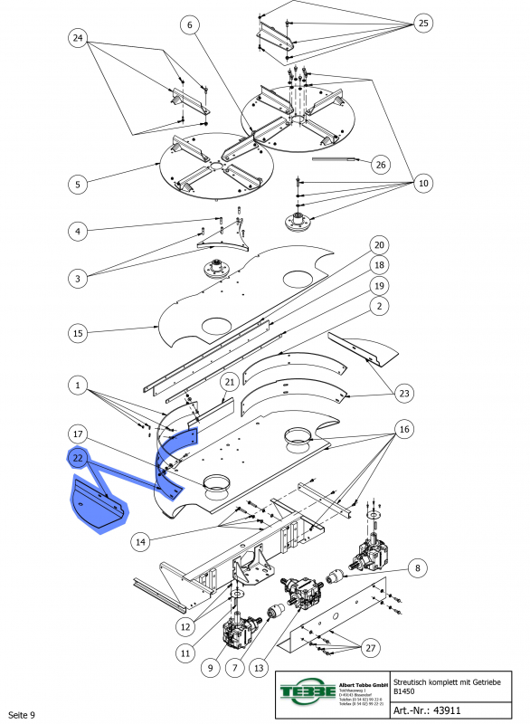 TEBBE half-round side part for spreader table left