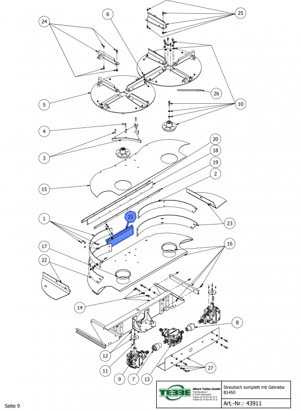 TEBBE center section spreading table mod. 01