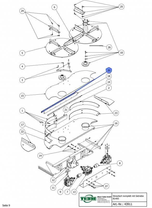 TEBBE End bracket for spreading table rubber MS140