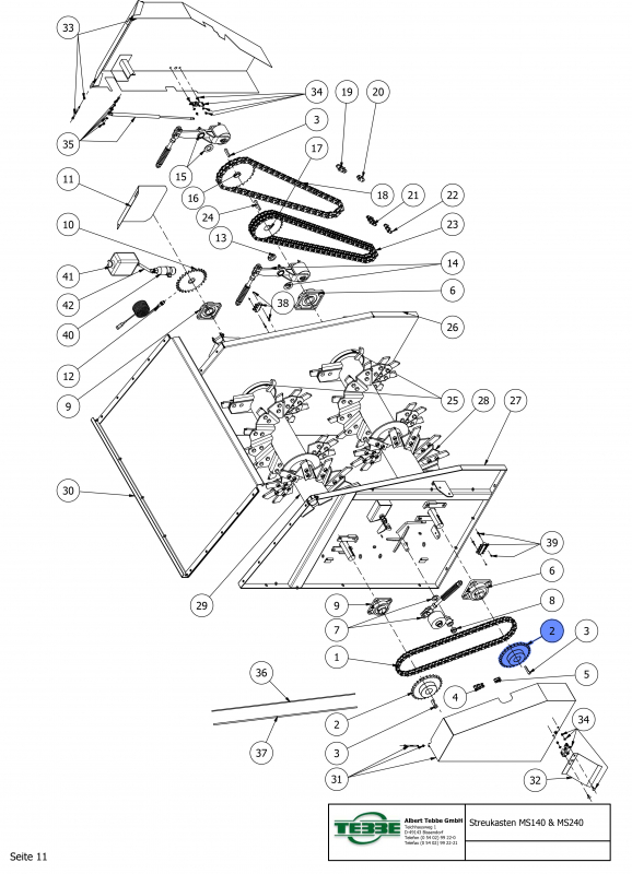 TEBBE sprocket 1” single, 27 teeth, ⌀50 slot 14