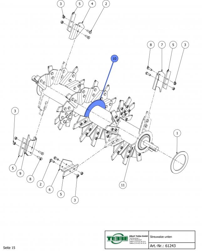 TEBBE center disk for milling drum