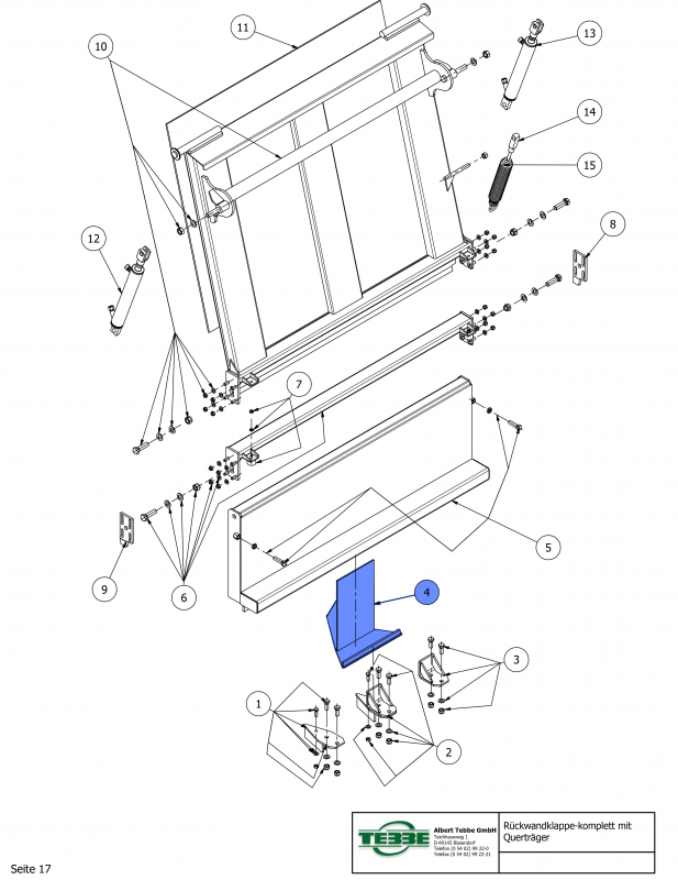 TEBBE weld-in wedge inside for lower part of rear wall flap