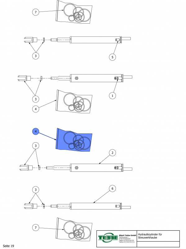 TEBBE seal kit for hydraulic cylinder RWK