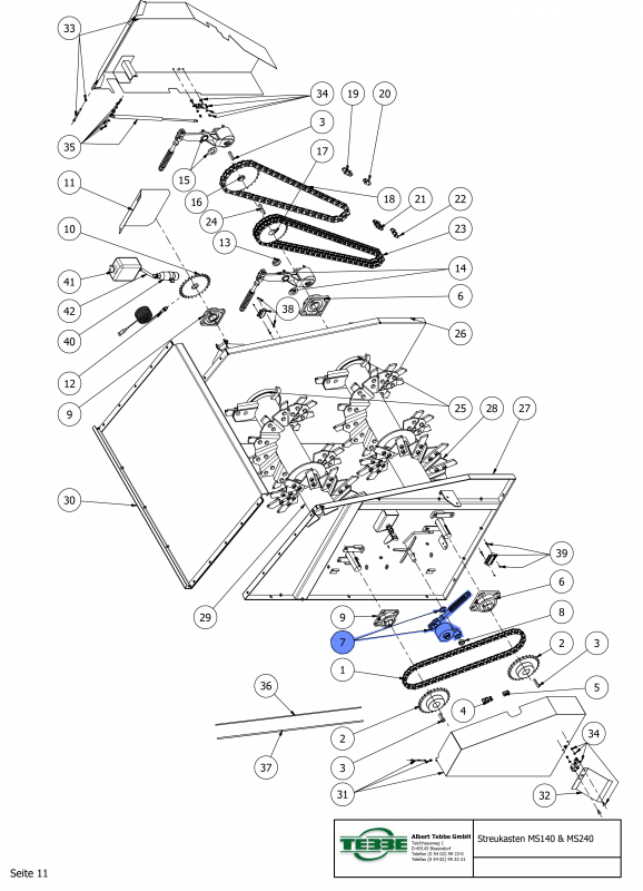 TEBBE chain tensioner complete | Ø110 | single left