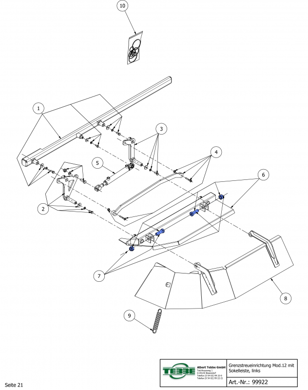 TEBBE bolt M24x70 + nut for border spreading device