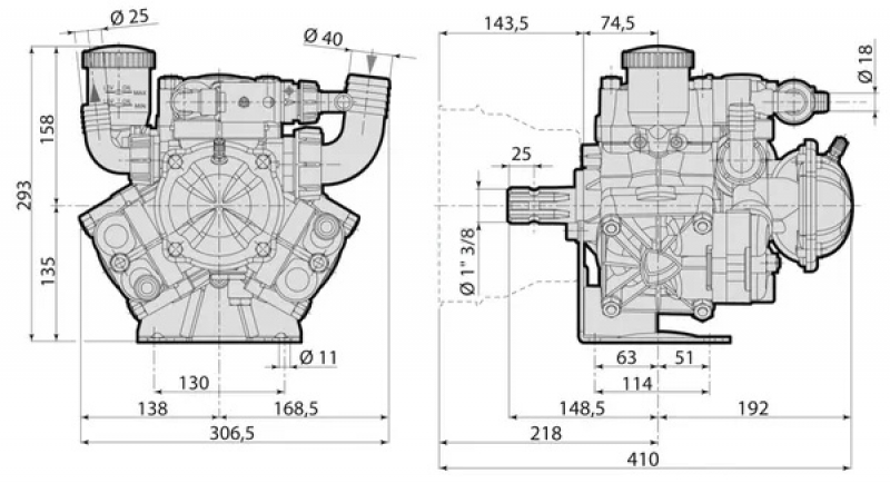 Kolbenmembranpumpe AR 115BP Zeichnung