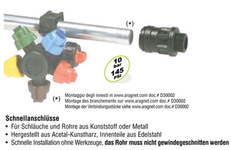 Arag Quick connection end-piece up to 10 bar