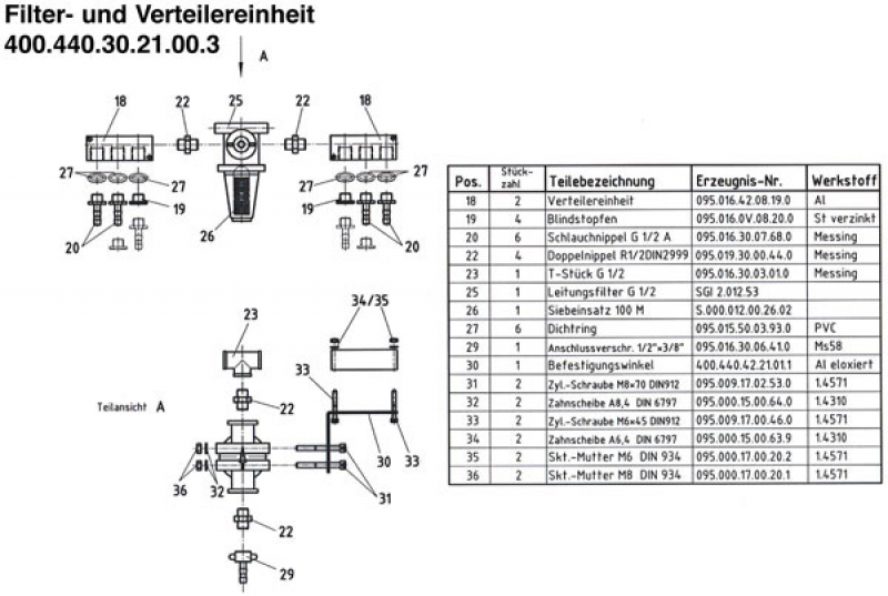 Lechler filter- and distributor unit seed dressing