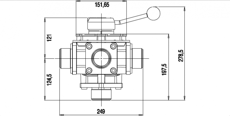 Polmac Kugelhahn 5-Wege VTDX | VTSX 0600