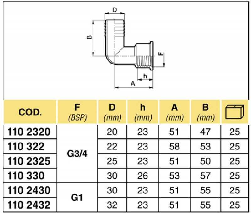 Arag Hose fitting 90° with 1" internal thread