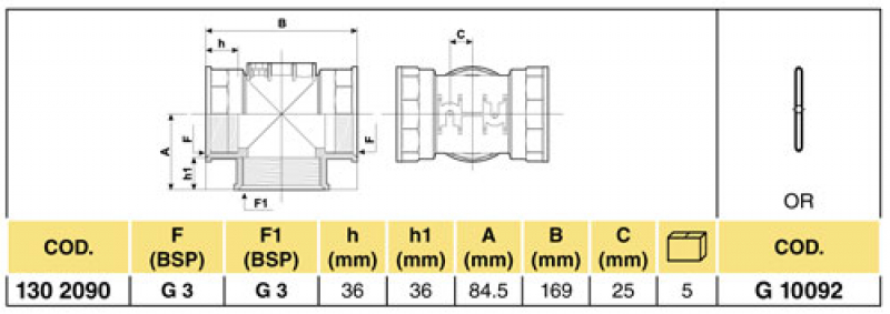 Arag T-Stück mit Innengewinde 3"