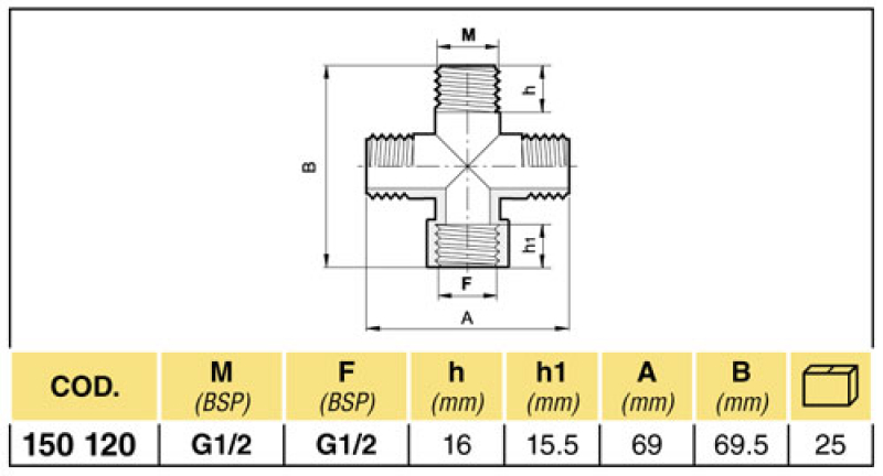 Arag Four-way-piece with external/internal thread