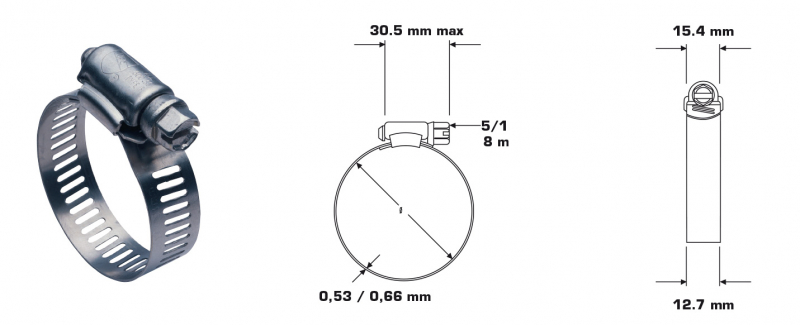 TRISCAN hose clamp dimensions